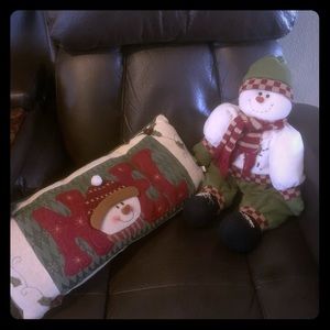 Snowman pillow and matching snowman